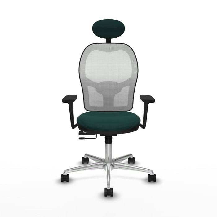 PIQUERAS Y CRESPO Silla de oficina Jorquera con mecanismo Sincro/Traslack, Verde botella y Blanco