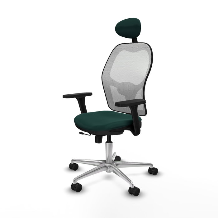 PIQUERAS Y CRESPO Silla de oficina Jorquera con mecanismo Sincro/Traslack, Verde botella y Blanco