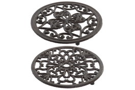 DKD Home Decor Soporte de Hierro Colado 18x18x1,5 cm para Macetas Marrón Oscuro