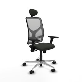 PIQUERAS Y CRESPO Silla de oficina Motilla con mecanismo Sincro, Tela Negra y Malla Gris