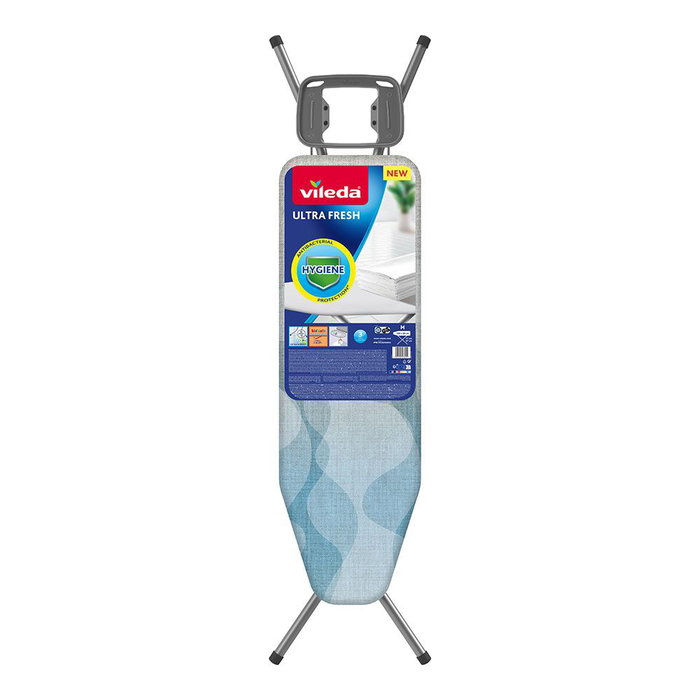Vileda Tabla de Planchar Ultra Fresh 120 x 38 cm, Tratamiento Antibacterias, Sistema Kid Safe, Regulable 77-97 cm Vileda Tabla de Planchar Ultra Fresh 120 x 38 cm, Tratamiento Antibacterias, Sistema Kid Safe, Regulable 77-97 cm