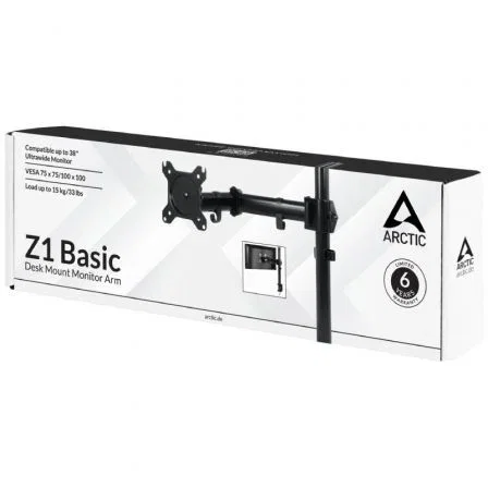 Arctic Z1 Basic Soporte de Mesa para Monitor Giratorio Inclinable hasta 15kg Negro