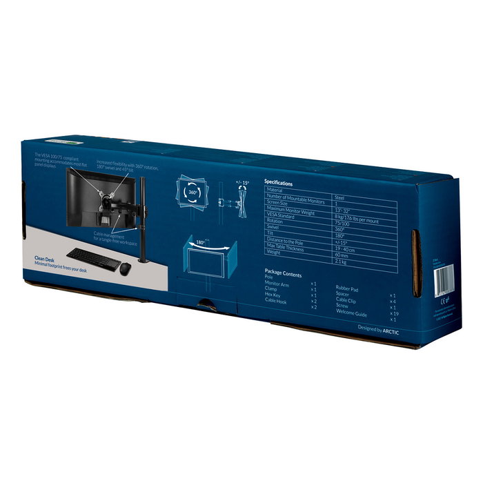 Arctic Z1 Basic Soporte de Mesa para Monitor Giratorio e Inclinable hasta 15kg Arctic Z1 Basic Soporte de Mesa para Monitor Giratorio e Inclinable hasta 15kg