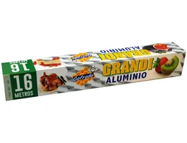 Grandi Papel Aluminio Rollo 30 cm Ancho x 16 m Largo para Cocinar, Envolver y Conservar Alimentos