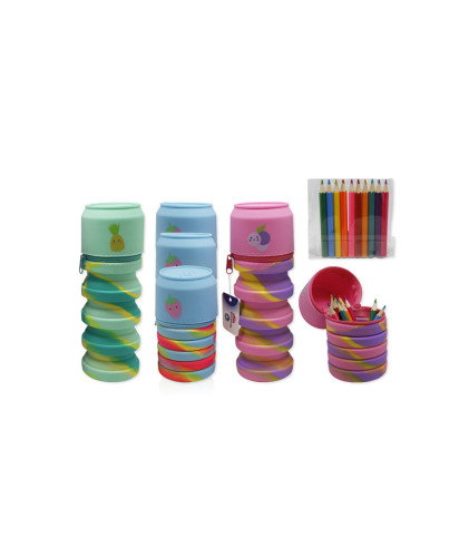 Bismark 330188 Portatodo Silicona Rainbow Extensible con Lapiceros Bismark 330188 Portatodo Silicona Rainbow Extensible con Lapiceros