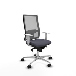 PIQUERAS Y CRESPO Silla de oficina Horna Gris con mecanismo Sincro y reposabrazos blancos