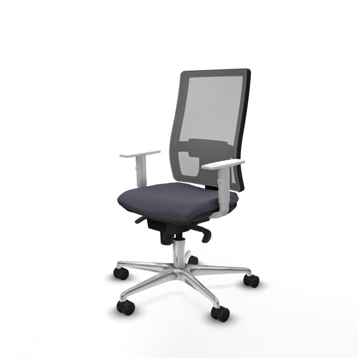 PIQUERAS Y CRESPO Silla de oficina Horna Gris con mecanismo Sincro y reposabrazos blancos