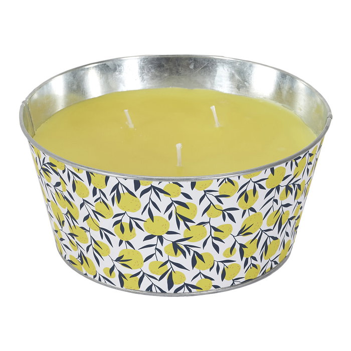 Home Deco Factory Vela Aromática Citronela en Cubo de Metal, 20 cm Diámetro x 9.5 cm Alto, 750 g