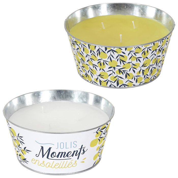 Home Deco Factory Vela Aromática Citronela en Cubo de Metal, 20 cm Diámetro x 9.5 cm Alto, 750 g