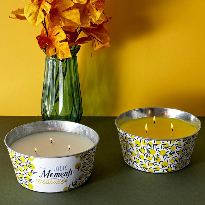 Home Deco Factory Vela Aromática Citronela en Cubo de Metal, 20 cm Diámetro x 9.5 cm Alto, 750 g