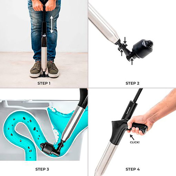 Desatascador de Aire Comprimido de Alta Presión con Accesorios y Manómetro 5 en 1 Jetpro InnovaGoods Desatascador de Aire Comprimido de Alta Presión con Accesorios y Manómetro 5 en 1 Jetpro InnovaGoods
