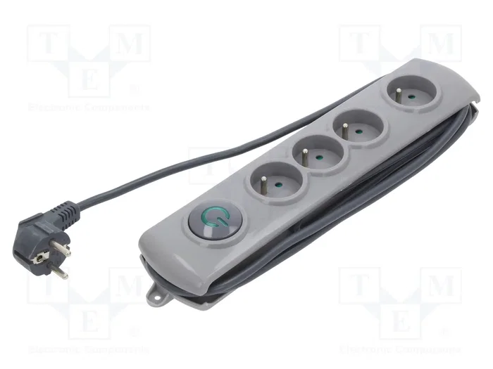 Qoltec Regleta de protección con 4 tomas, 1.5m, gris