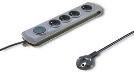 Qoltec Regleta de protección con 4 tomas, 1.5m, gris