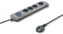 Qoltec Regleta de protección con 4 tomas, 1.5m, gris