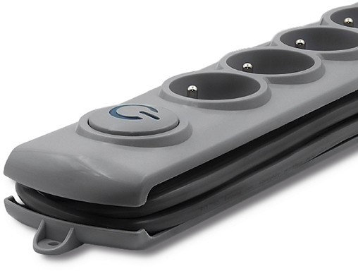 Qoltec Regleta de protección con 4 tomas, 1.5m, gris