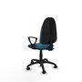 Silla de oficina Algarra con mecanismo Contacto permanente básico tapizada con Tela color Verde petróleo. Equipada con Base poliamida negra, Brazos fijos y Ruedas autofrenantes