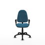 Silla de oficina Algarra con mecanismo Contacto permanente básico tapizada con Tela color Verde petróleo. Equipada con Base poliamida negra, Brazos fijos y Ruedas autofrenantes