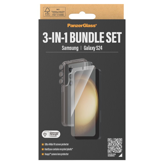PanzerGlass Protector de Pantalla 3 en 1 Samsung Galaxy S24 Ultra Wide Fit con EasyAligner, Kit Completo de Aplicación PanzerGlass Protector de Pantalla 3 en 1 Samsung Galaxy S24 Ultra Wide Fit con EasyAligner, Kit Completo de Aplicación