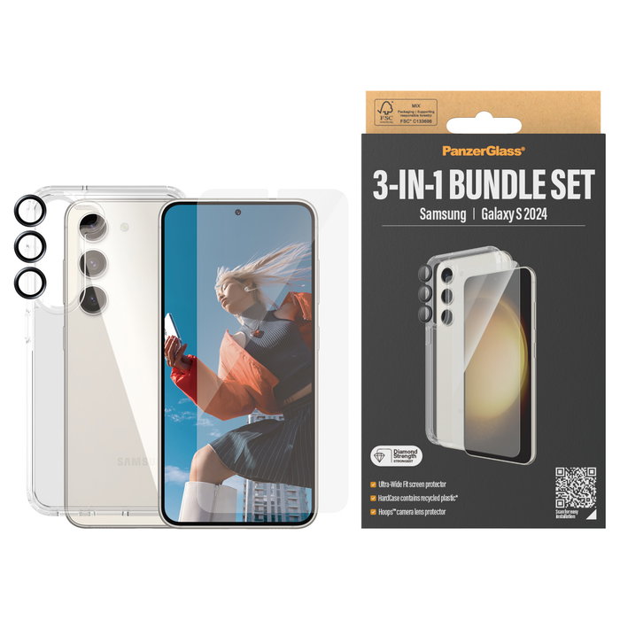 PanzerGlass Protector de Pantalla 3 en 1 Samsung Galaxy S24 Ultra Wide Fit con EasyAligner, Kit Completo de Aplicación PanzerGlass Protector de Pantalla 3 en 1 Samsung Galaxy S24 Ultra Wide Fit con EasyAligner, Kit Completo de Aplicación