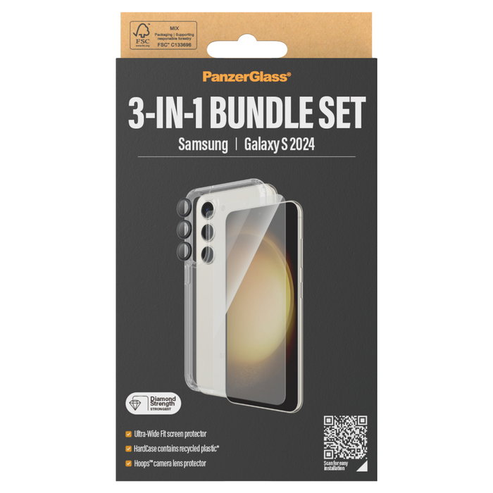 PanzerGlass Protector de Pantalla 3 en 1 Samsung Galaxy S24 Ultra Wide Fit con EasyAligner, Kit Completo de Aplicación PanzerGlass Protector de Pantalla 3 en 1 Samsung Galaxy S24 Ultra Wide Fit con EasyAligner, Kit Completo de Aplicación