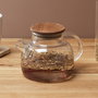 Home Deco Factory Tetera Vidrio Y Acacia 900 Ml Colección Cocooning Con Filtro