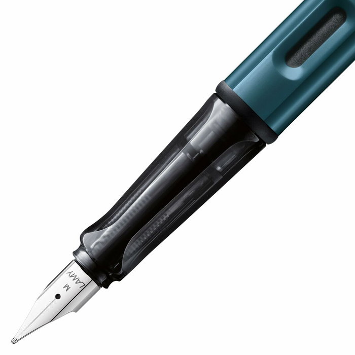 Lamy pluma estilográfica al-star aluminio ligero mango ergonómico cartucho tinta azul punta f petróleo