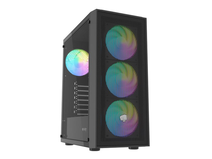 Fury Shobo SH8F ARGB Torre Midi Negra con Ventana Lateral y 4 Ventiladores ARGB de 120mm