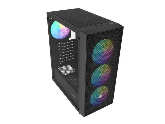 Fury Shobo SH8F ARGB Torre Midi Negra con Ventana Lateral y 4 Ventiladores ARGB de 120mm