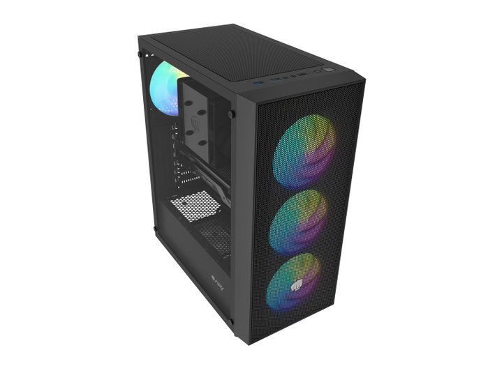 Fury Shobo SH8F ARGB Torre Midi Negra con Ventana Lateral y 4 Ventiladores ARGB de 120mm