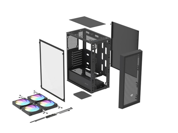 Fury Shobo SH8F ARGB Torre Midi Negra con Ventana Lateral y 4 Ventiladores ARGB de 120mm