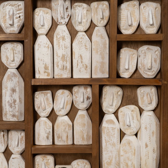 Mural Pared Figuras Marrón Madera 120 X 80 X 6 cm