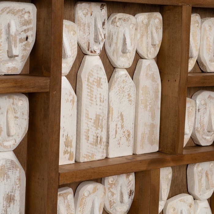 Mural Pared Figuras Marrón Madera 120 X 80 X 6 cm