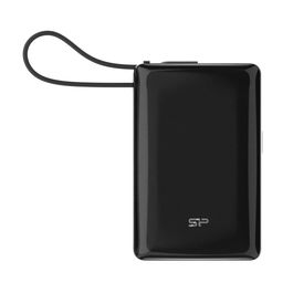 Silicon Power Powerbank CP10 10000mAh Batería Externa - Triple Salida USB-A/USB-C/Cable Integrado, Carga Rápida, Negro