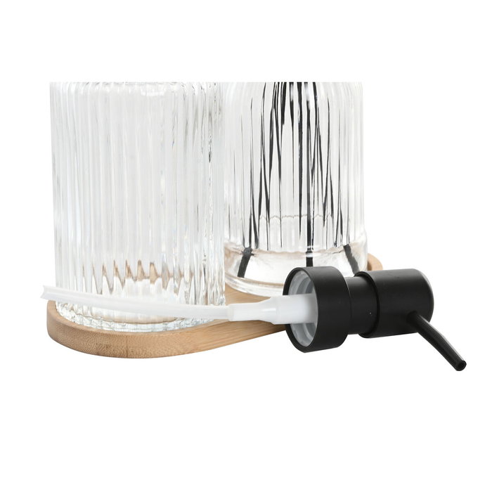 DKD Home Decor Set de Baño de 3 Piezas de Cristal y Bambú