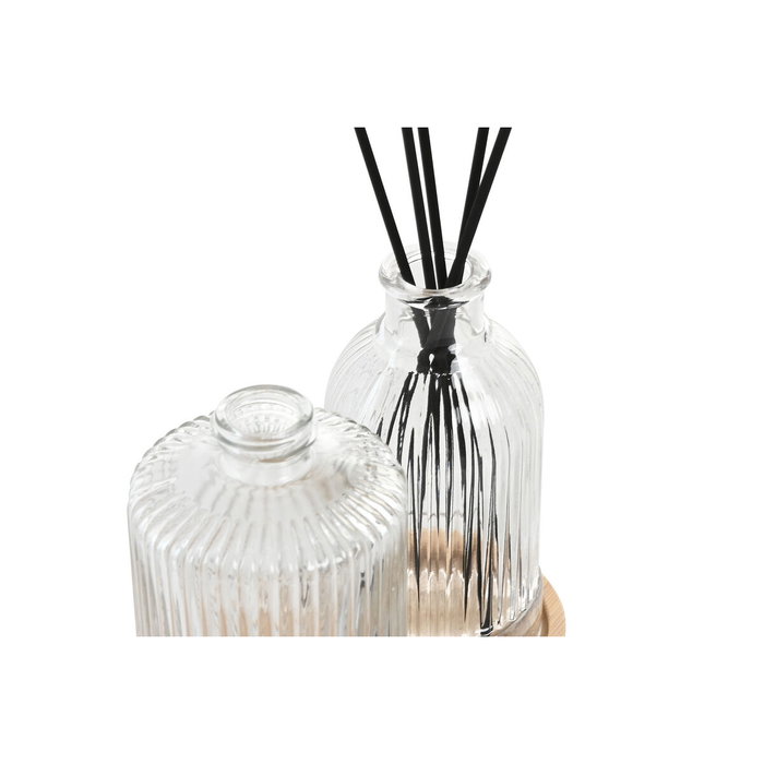 DKD Home Decor Set de Baño de 3 Piezas de Cristal y Bambú