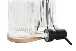 DKD Home Decor Baño Moderno Transparente Negro Cristal Bambu Set 3 Piezas 8.2 x 20.5 x 16 cm