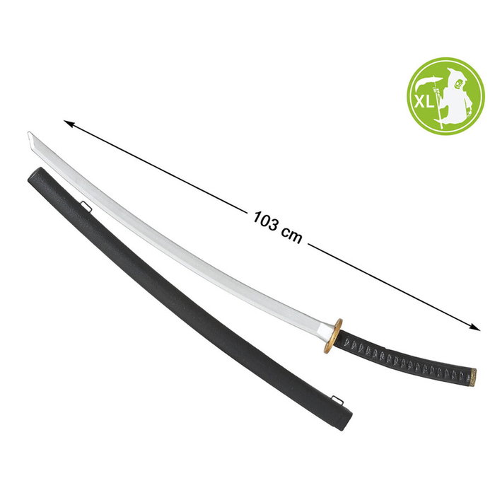 Atosa Espada Ninja de 103 cm con Hoja Curva y Funda Negra
