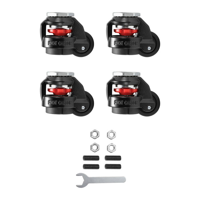 Oplite 101268 Ruedas giratorias con bloqueo para cockpit R8, Negro y Rojo