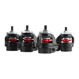Oplite 101268 Ruedas giratorias con bloqueo para cockpit R8, Negro y Rojo