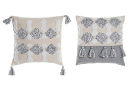 DKD Home Decor Cojín de Algodón con Flecos 45x10x45 cm