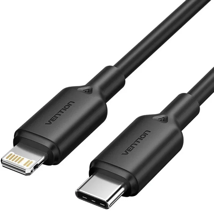 Vention Cable USB 2.0 Tipo-C a Lightning Macho 3A 27W 480Mbps 1 Metro Negro
