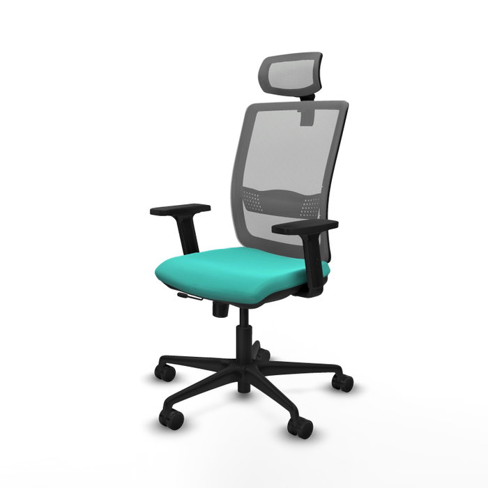 PIQUERAS Y CRESPO Silla de oficina Haches con mecanismo Sincro/Traslack, Turquesa y Gris PIQUERAS Y CRESPO Silla de oficina Haches con mecanismo Sincro/Traslack, Turquesa y Gris