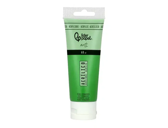 Liderpapel Pintura acrílica verde permanente de 60 ml en tubo de plástico