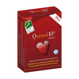 100% Natural Quinol 10 100mg 30 perlas Complemento Alimenticio con Ubiquinol, Vitamina C, B1 y Zinc
