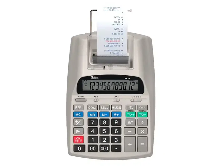 Liderpapel Calculadora Impresora con Pantalla 12 Dígitos Impresión Bicolor Papel 57mm Blanca 225x158x56 mm