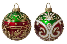 DKD Home Decor Set de 2 Bolas de Resina Rojo y Verde