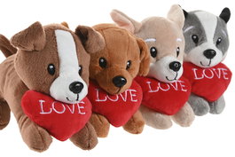 DKD Home Decor Peluche Perro Corazon Gris Marron 10 x 14 x 10 cm (12 Unidades)