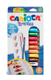 Tempera Carioca 10 Ml (Tubo) Estuche De 12 + Pincel