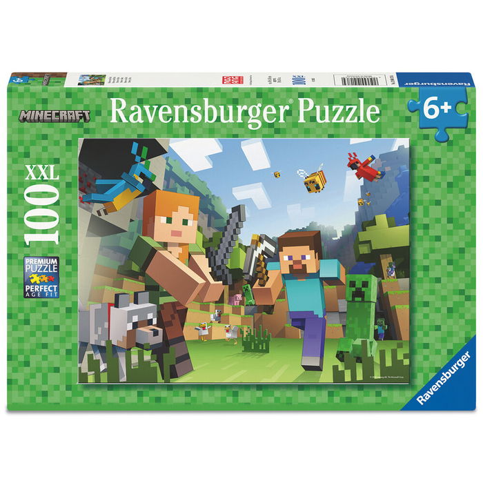 Ravensburger Puzzle 100 Piezas XXL Minecraft - Edad 6 Meses - Idiomas: Aleman, Ingles, Frances, Español, Italiano, Neerlandes, Portugues, Polaco