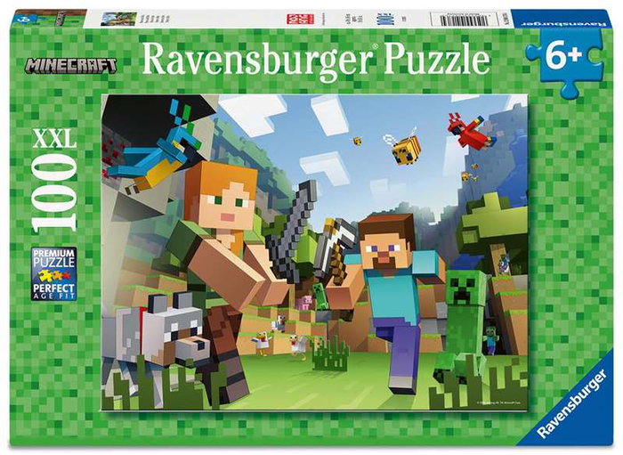 Ravensburger Puzzle 100 Piezas XXL Minecraft, Puzzle Infantil de 6 Meses en Adelante, Multilingüe